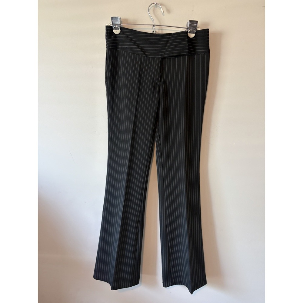 Star City Vintage Y2K Low Rise Pinstripe Trousers Black Flare Leg Pants Size 1